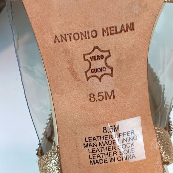 ANTONIO MELANI Women Marree Gold And Jewel Embellished Strappy Heels sz 8.5 - Picture 9 of 13